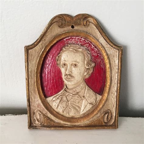 Vintage Edgar Allan Poe Oval Portrait Miniature Wood Composite No 5026