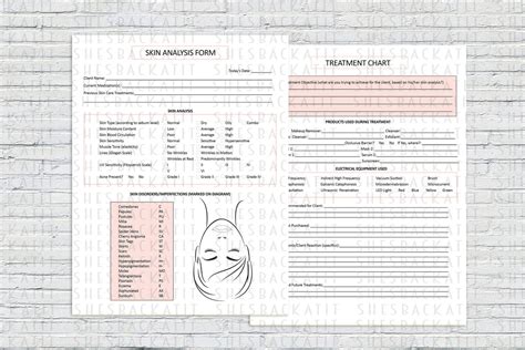 Skin Analysis And Treatment Chart Shesbackatit Printable Spa Salon And Esthetician Client Forms