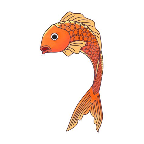 Red Carp Png Image Hand Drawn Cartoon Red Carp Png Element Free