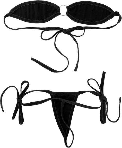 buy renvena women s sexy micro bikini lingeire set bra top with thongs g string sunbathing