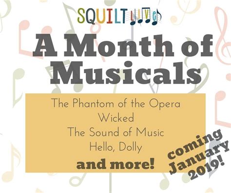 Music appreciation is teaching people what to listen for and how to understand what they are hearing in different types of music. January 2019 = learning about musicals in SQUILT LIVE ...