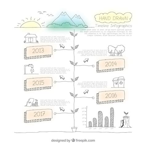 Timeline Infographic With Hand Drawn Plant Vector Free Download