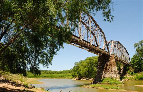 Through Truss Railroad Bridge Over Brazos River North Of Independence