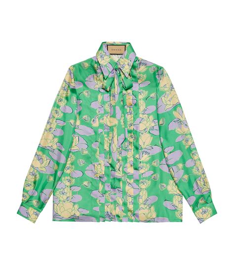 Womens Gucci Green Silk Floral Shirt Harrods Uk