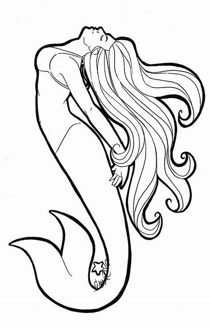 Mermaid Outline Tail Clipartpanda Drawing Simple Mermaids
