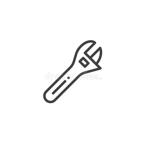 Wrench Work Tool Line Icon Stock Vector Illustration Of Pictogram