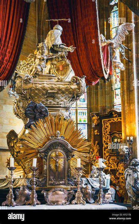 Czech Republic Prague September 30 2017 Baroque Silver Tomb Of St