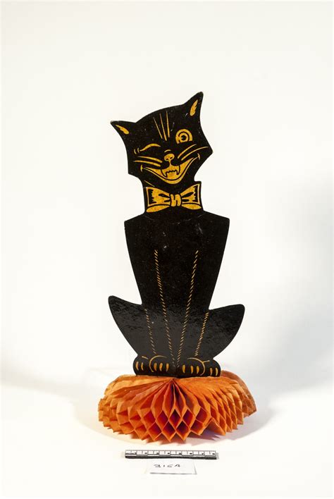 3154 Sitting Black Cat Winking Black Cat Halloween Decoration