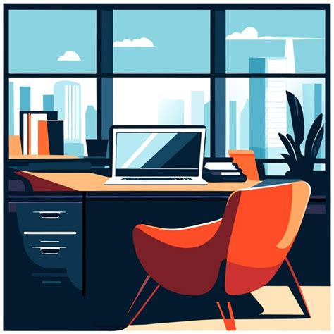 Premium Vector Office Desk Vector Illustration