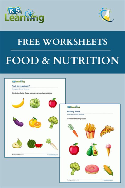 Food And Nutrition Worksheets For Kindergarten Students K5 Learning