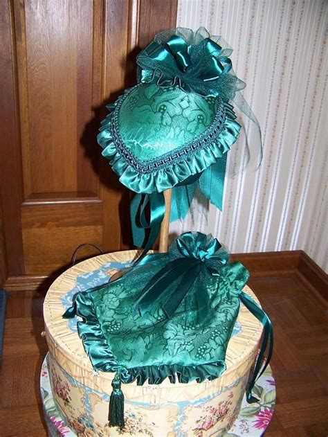 Ladies Victorian Civil War Hatgreen Hat Teardrop With Matching