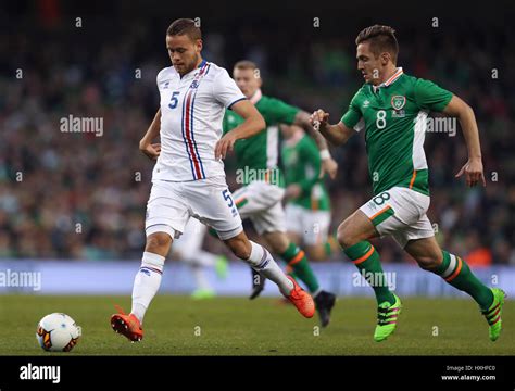 Republic Of Irelands Kevin Doyle Right And Icelands Sverrir Ingason