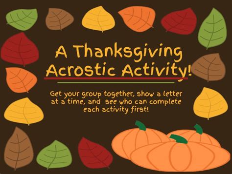 A Simple And Easy Thanksgiving Acrostic Worksheet Activity To Add To Your