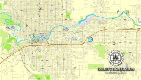 Spokane Washington Us Printable Vector Street City Plan Map Full
