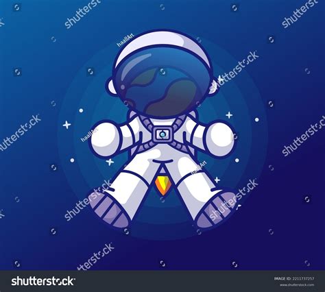 Happy Astronaut Jumping Cartoon Vector Icon Stock Vector Royalty Free