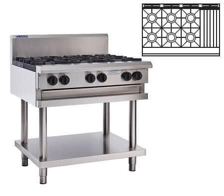 LUUS CS 6B3C 6 Burner 300mm Chargrill Cooktop Industry Kitchens