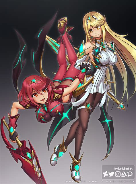 Pyra Mythra And Mythra Xenoblade Chronicles And More Drawn By Hybridmink Danbooru
