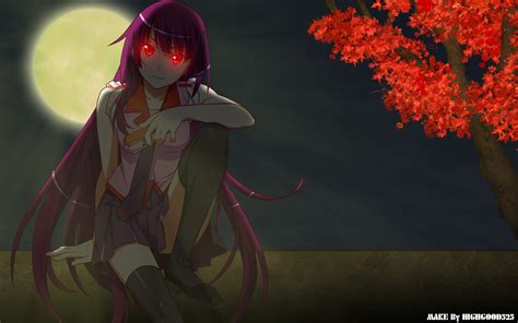 Wallpaper Illustration Monogatari Series Anime Senjougahara Hitagi Darkness Screenshot