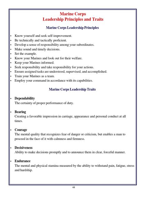 Marine Corps Leadership Principles And Traits Ver1 Pdf United