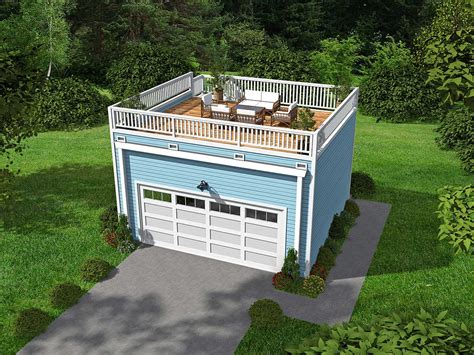 Garage With Roof Top Deck 68437vr Architectural Designs House Plans