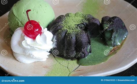 Japanese Green Tea Lava Cake Stock Image Image Of Dessert Selection
