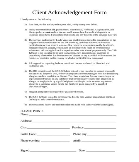 Want to know how to write an acknowledgement for a thesis? FREE 6+ Client Acknowledgment Forms in PDF | MS Word