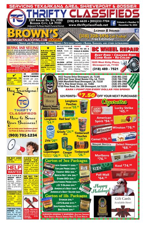 Thrifty Classifieds Shreveport, Bossier, Texarkana December 14, 2023 by