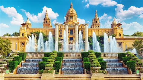 Picture Barcelona Spain Museums Fountains National Museum 1920x1080