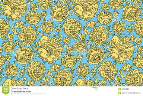 Folk Style Floral Decorative Seamless Pattern Stock Vector