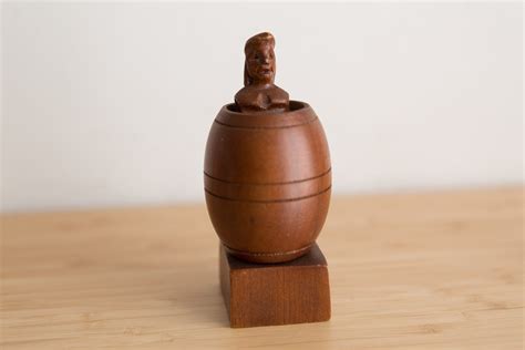 Vintage Naked Man In Wooden Barrel With Pop Up Penis Adult Novelty Gift Erotic Phallic Funny