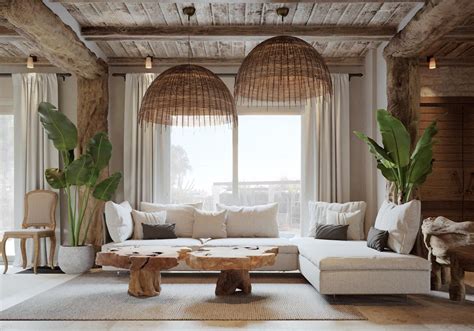 2 Homes In Mediterranean Rustic Chic Boho Living Room Coastal Living