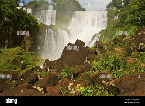 Iguazu Falls Argentina Brazil Border Stock Photo Alamy