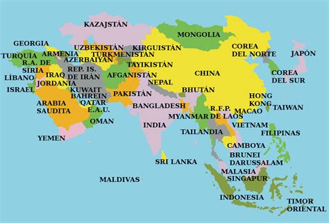 Información e imágenes con Mapas de Asia Político Físico y para Colorear Imágenes y Noticias
