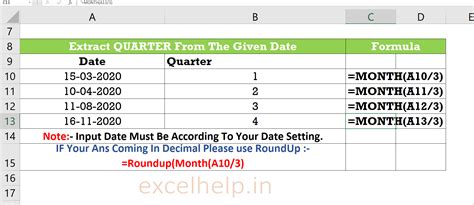 Extract Quarter From Date In Excel Excel Help