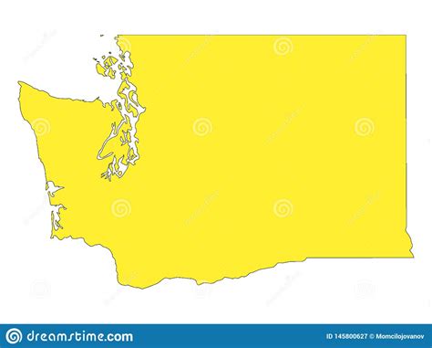 Yellow Map Of Us State Of Washington Stock Vector Illustration Of