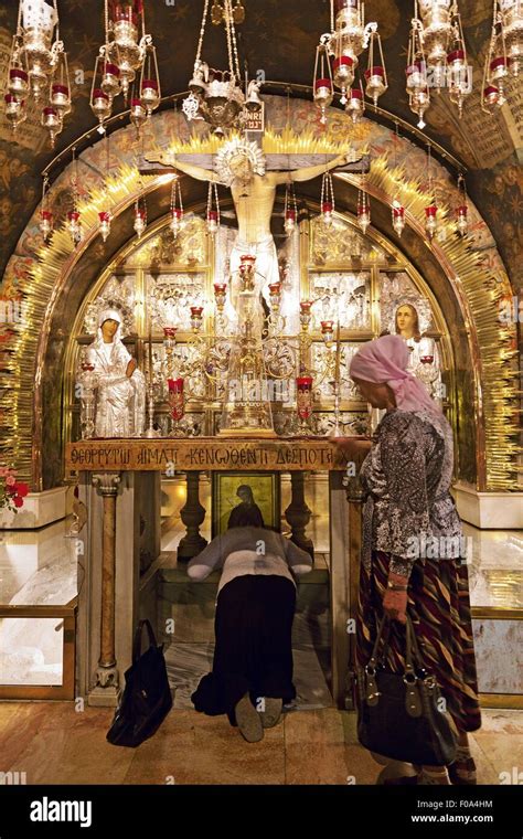 Pilgrim Women At Holy Sepulchre In Calvary Chapel Jerusalem Israel