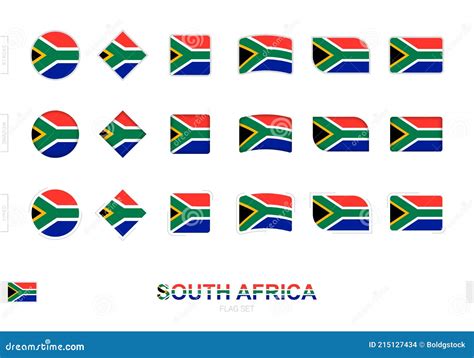 South Africa Flag Set Simple Flags Of South Africa With Three