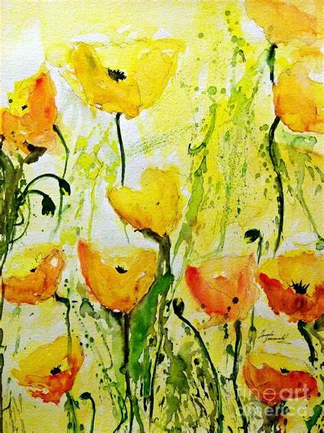 Yellow Poppy 2 Abstract Floral Painting Painting By Ismeta Gruenwald