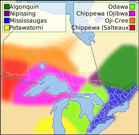 Anishinaabe Anishinini Distribution Map Ojibwe Wikipedia The Free