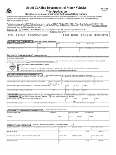 Scdmv 400 2022 2024 Form Fill Out And Sign Printable Pdf Template