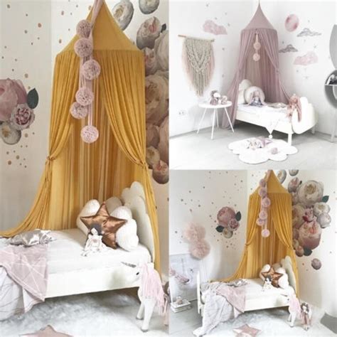 Kids baby bed canopy bedcover mosquito net curtain bedding dome tent cotton home yellow. Kids Baby Bed Canopy Bedcover Mosquito Netting Princess ...
