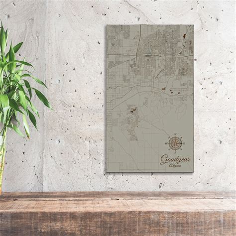 Arizona Goodyear Street Map Wood Engraved Maps Wall Art Etsy