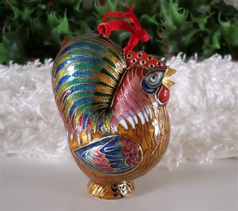 Rooster Cloisonné Christmas Ornament Colorful Cloisonne Etsy In 2021 Christmas Ornaments