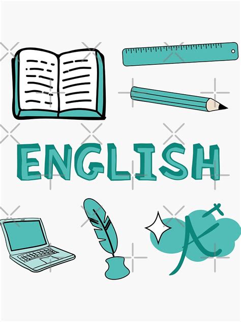 Teal English School Subject Sticker Pack Sticker By The Goods Redbubble
