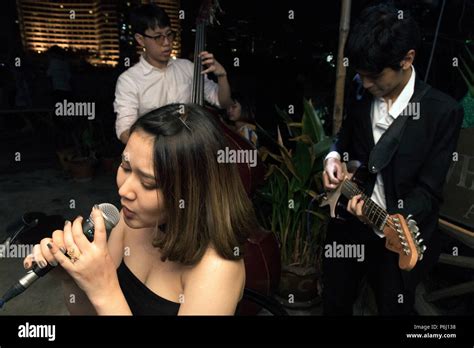 Thai Jazz Trio Performing In Bangkok Thailand Stock Photo Alamy
