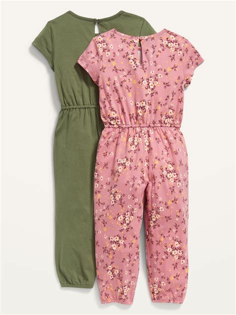 2 Pack Short Sleeve Jersey Jumpsuit For Toddler Girls Old Navy
