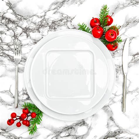 Plate Fork Knife Christmas Table Place Setting Decoration Stock Image