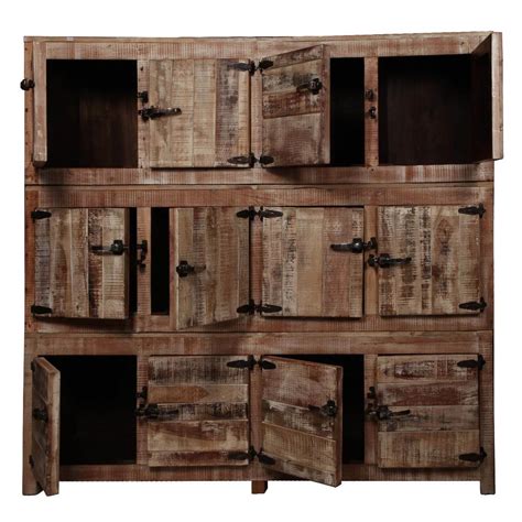 Large Rustic Reclaimed Wood 12 Storage Box Wall Unit Storage Cabinet
