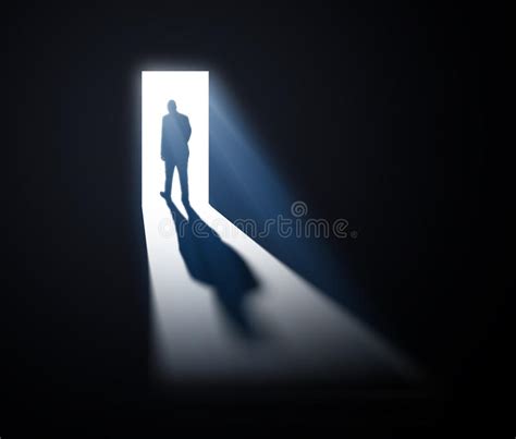 Man Walking Out Into Light Stock Illustration
