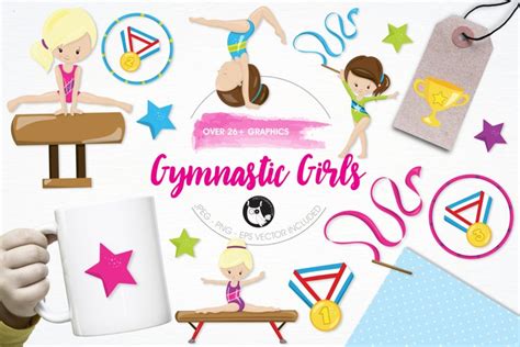 gymnastic girls graphics and illustrations 14580